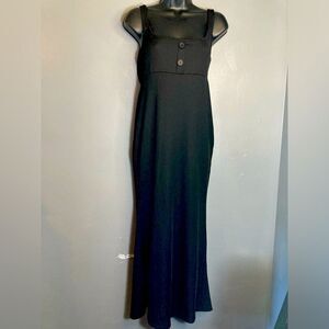 Shein black low neckline button strap maxi dress